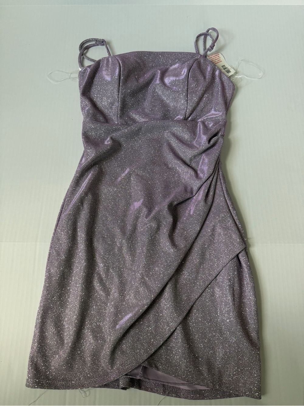 Shimmery Lavender Spaghetti-Strap Mini Dress